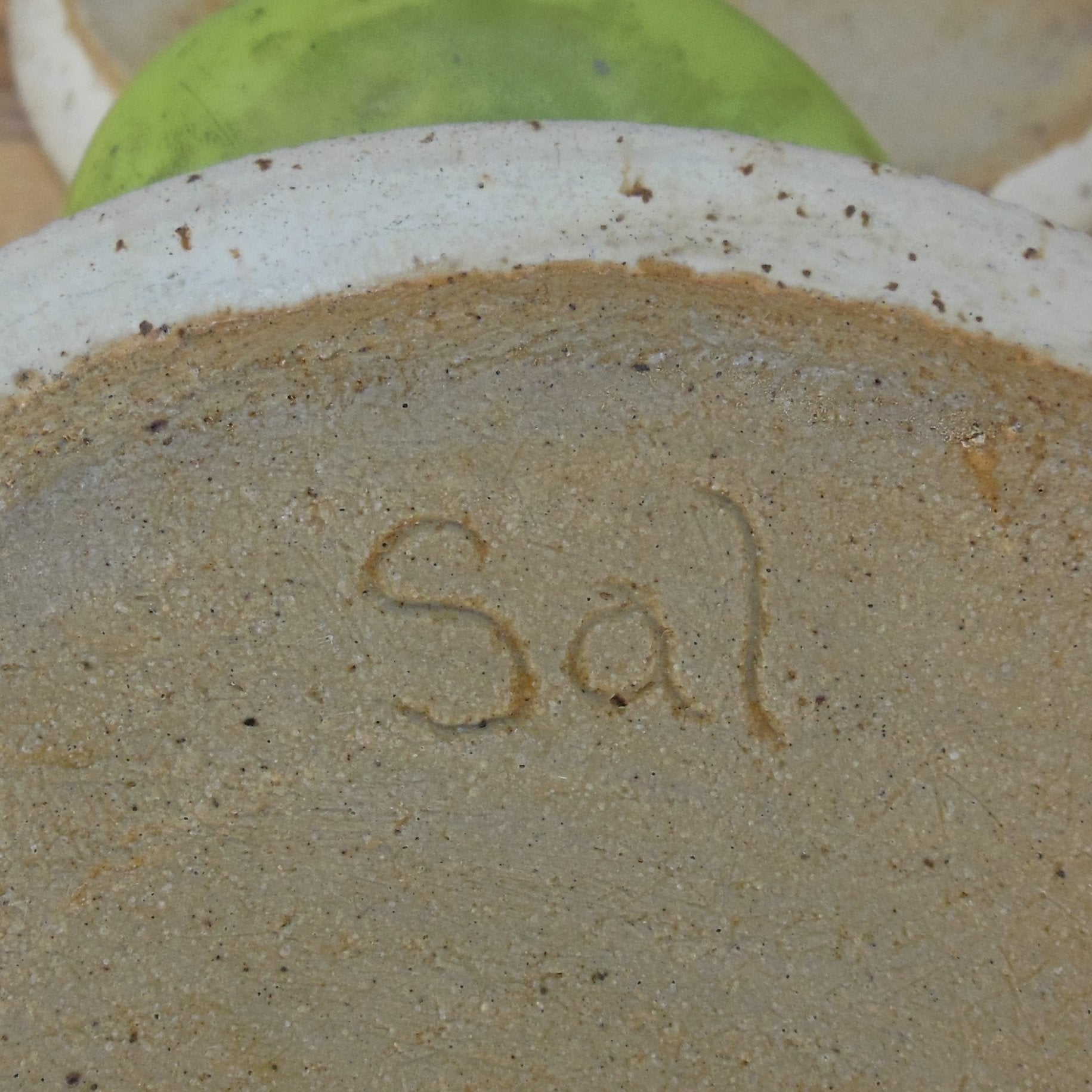 Signed Sal Stoneware Pottery 6 Set Side Plates 6" Maker Mark
