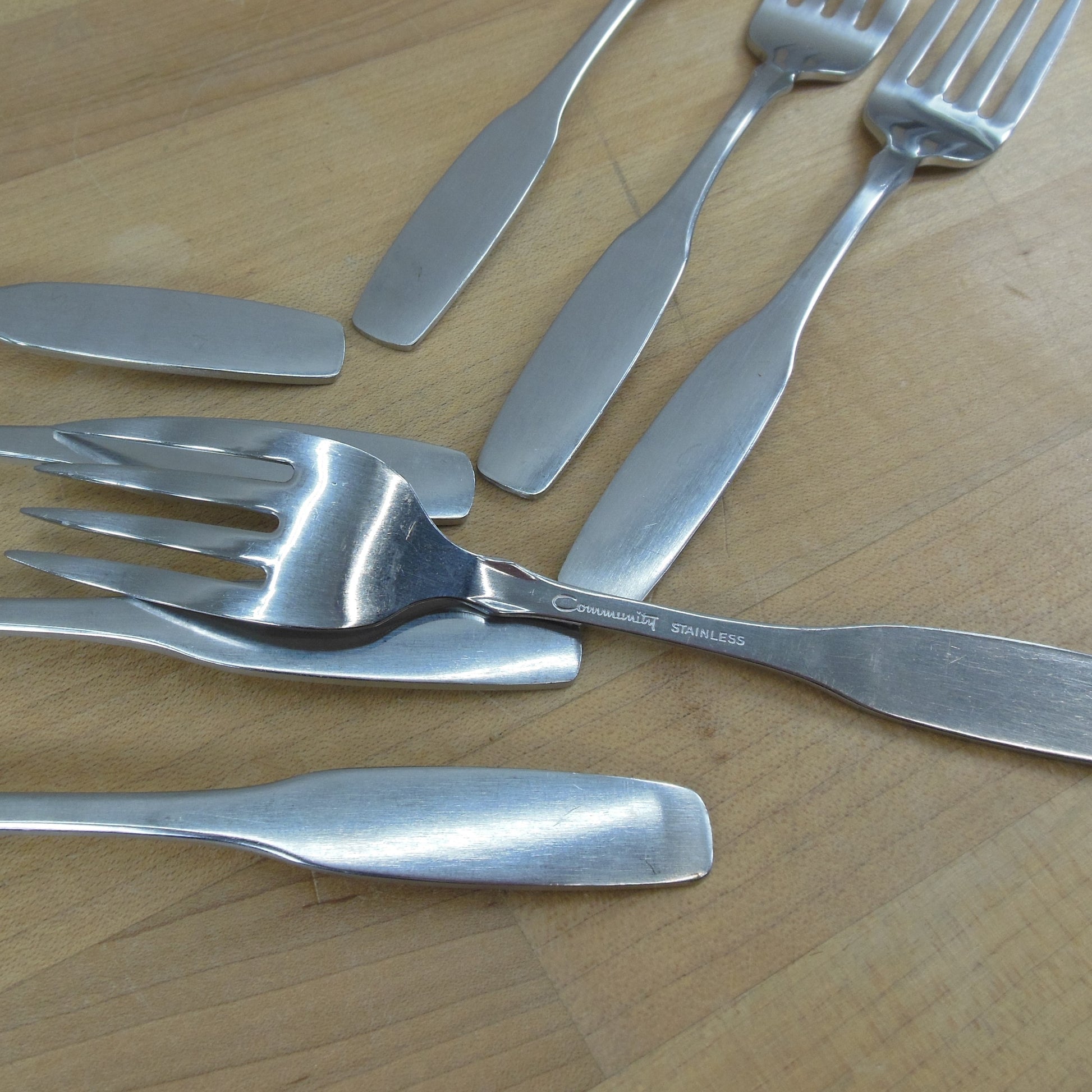 Oneida Community Paul Revere Stainless Flatware - 8 Set Salad Forks Used