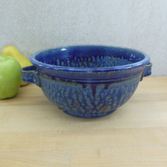 Sanibel Pottery 1997 Blue Glaze Berry Bowl Holes Perforated