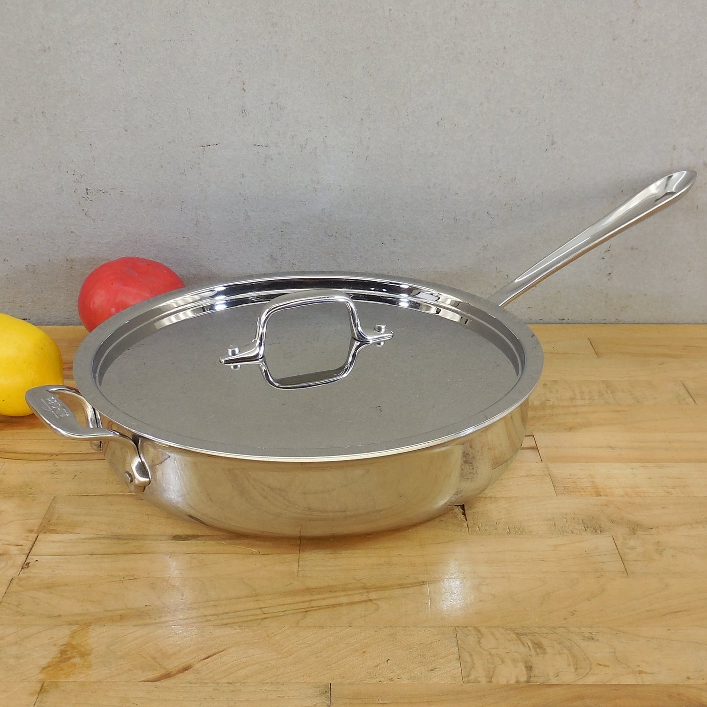 All-Clad USA Stainless Tri-Ply 3 Quart Saute Pan & Lid Cleaned Polished