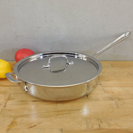 All-Clad USA Stainless Tri-Ply 3 Quart Saute Pan & Lid Cleaned Polished