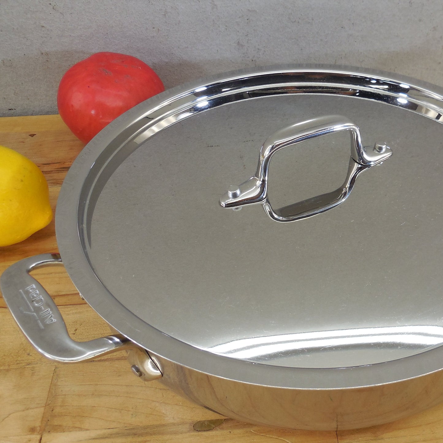 All-Clad USA Stainless Tri-Ply 3 Quart Saute Pan & Lid Cleaned Polished