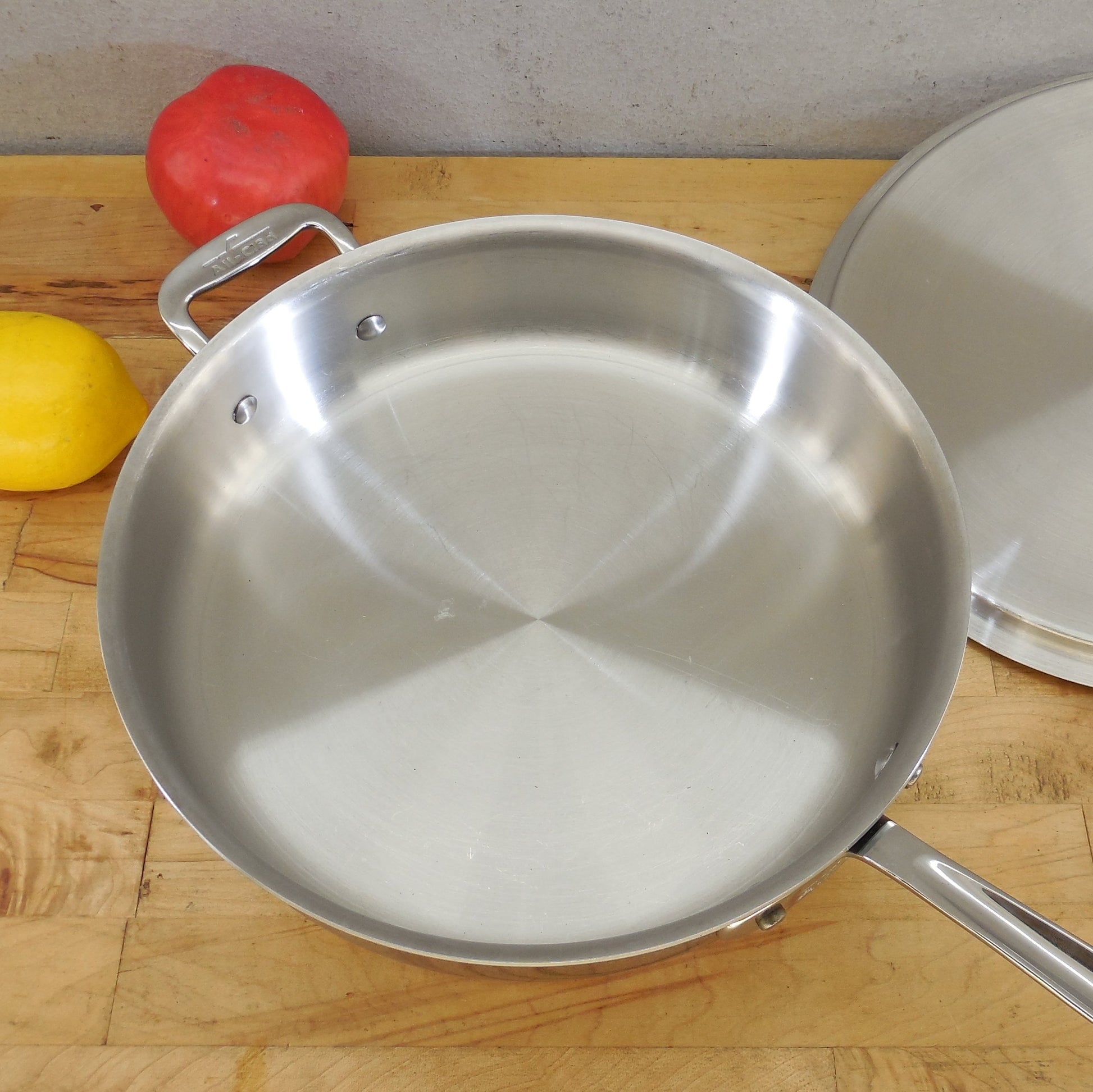 All-Clad USA Stainless Tri-Ply 3 Quart Saute Pan & Lid Cleaned Polished