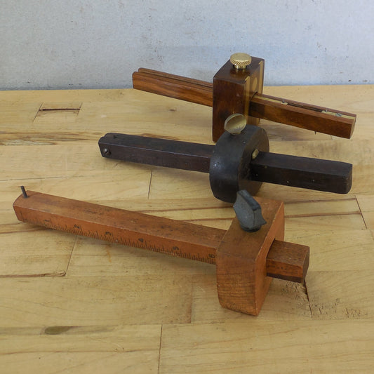 Wood Scribe Tools 3 Lot Justus Traut's Pat. 1873 Stanley No. 61 & Unbranded Modern