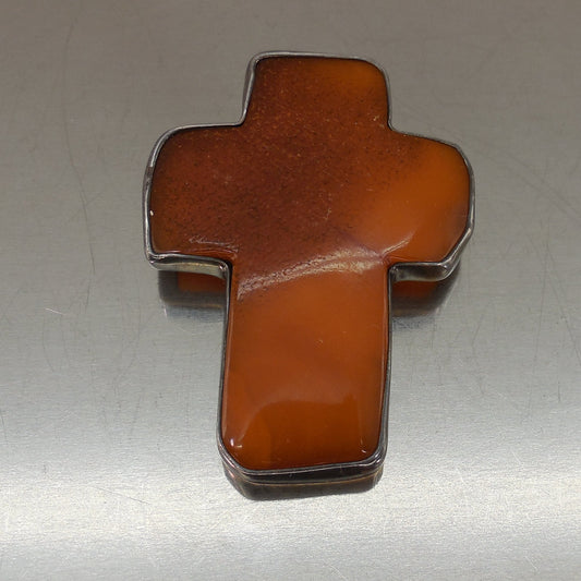 Starborn Sterling Silver Amber Large Cross Pendant 2.5"