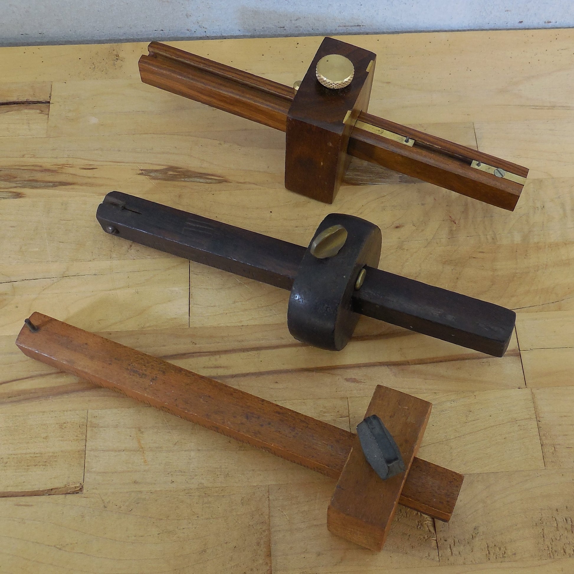 Wood Scribe Tools 3 Lot Justus Traut's Pat. 1873 Stanley No. 61 & Unbranded Modern Antique