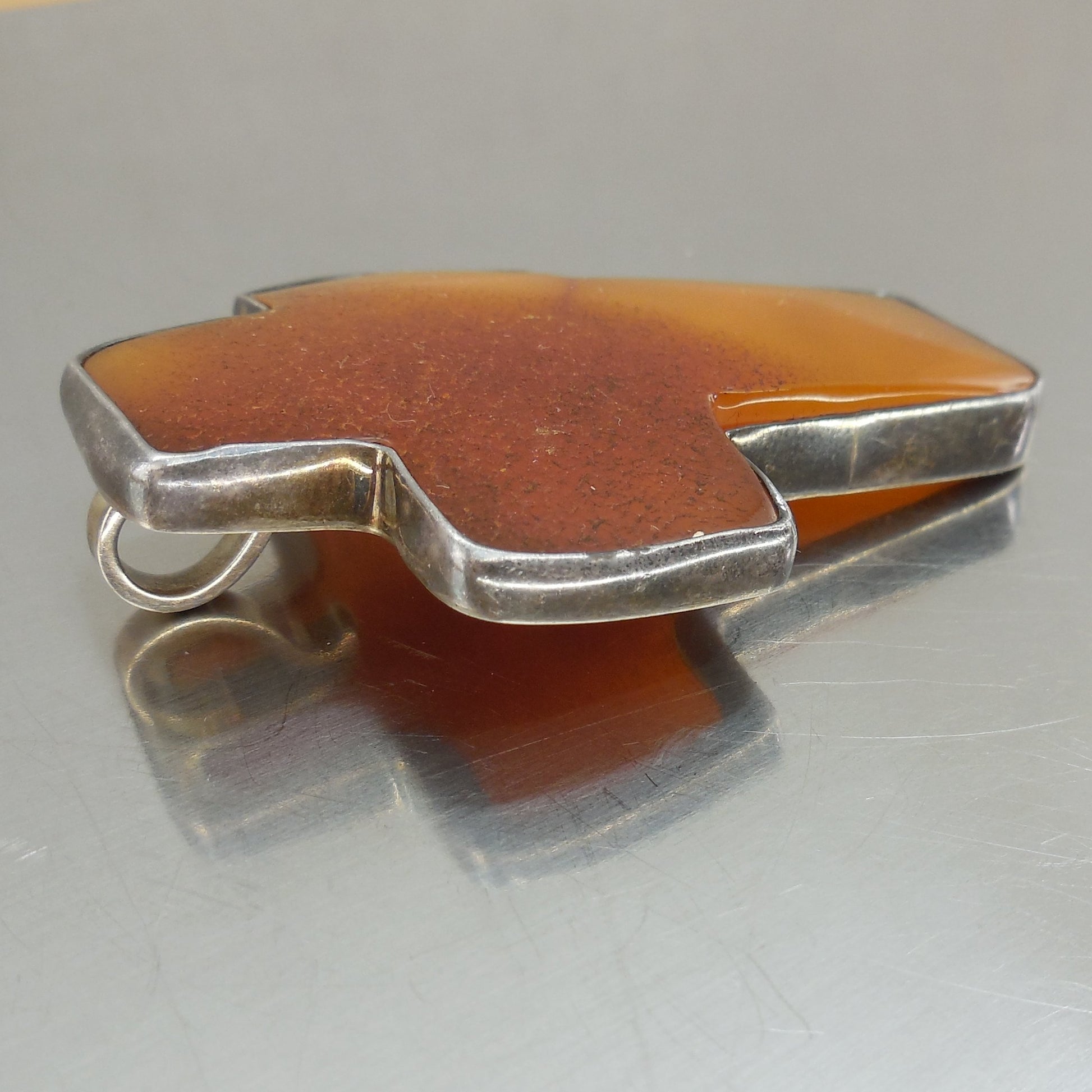 Starborn Sterling Silver Amber Large Cross Pendant 2.5" Vintage