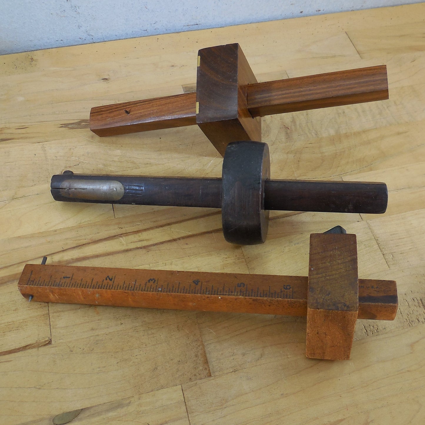 Wood Scribe Tools 3 Lot Justus Traut's Pat. 1873 Stanley No. 61 & Unbranded Modern Used