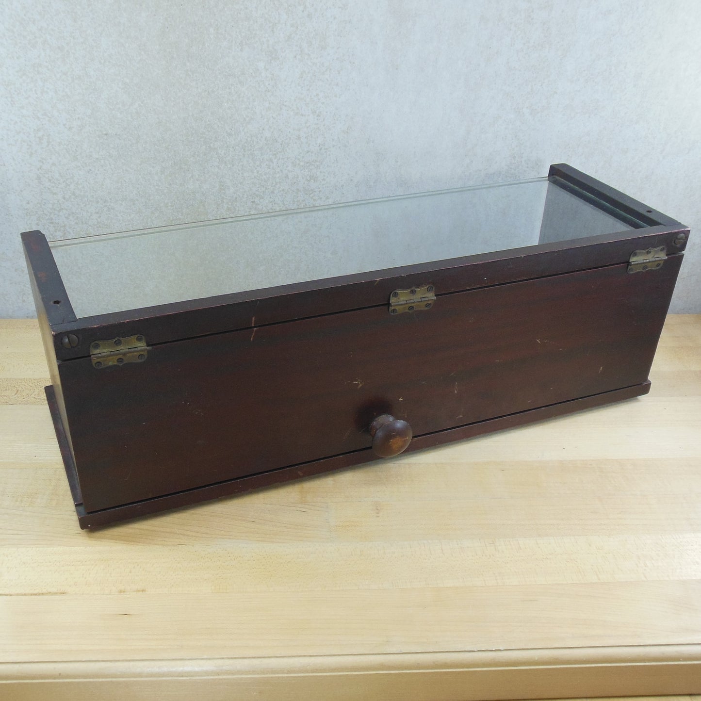 Sealpackerchief Antique Mahogany Glass General Dept. Store Display Case Used
