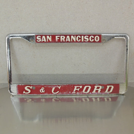 S&C Ford San Francisco CA Metal Red Dealer License Plate Frame
