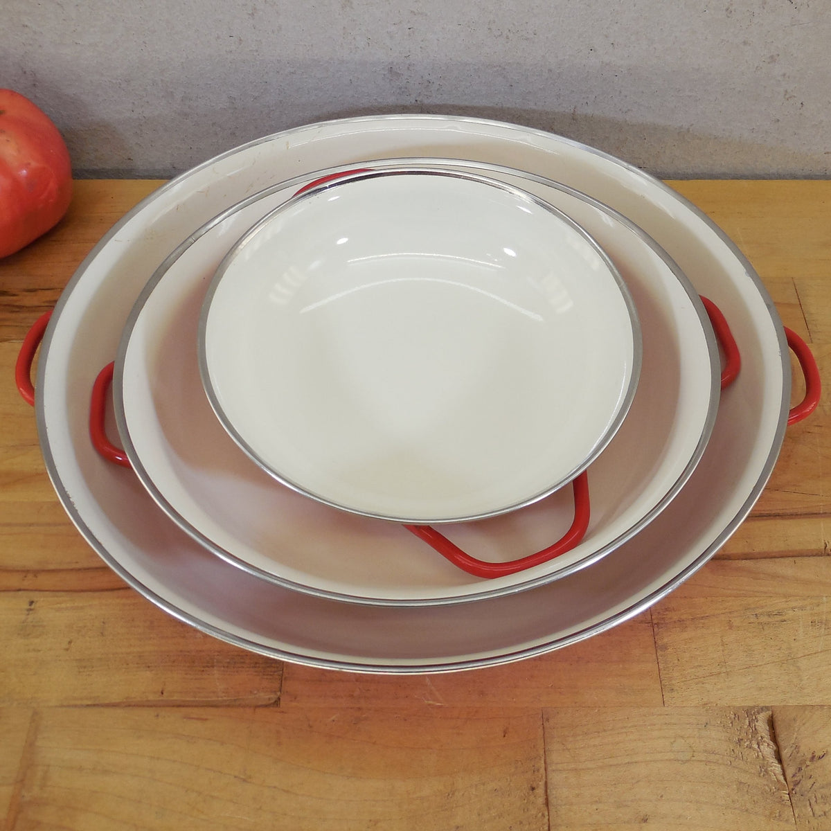 Unbranded Enamelware Sizzling Au Gratin Pans - Orange White