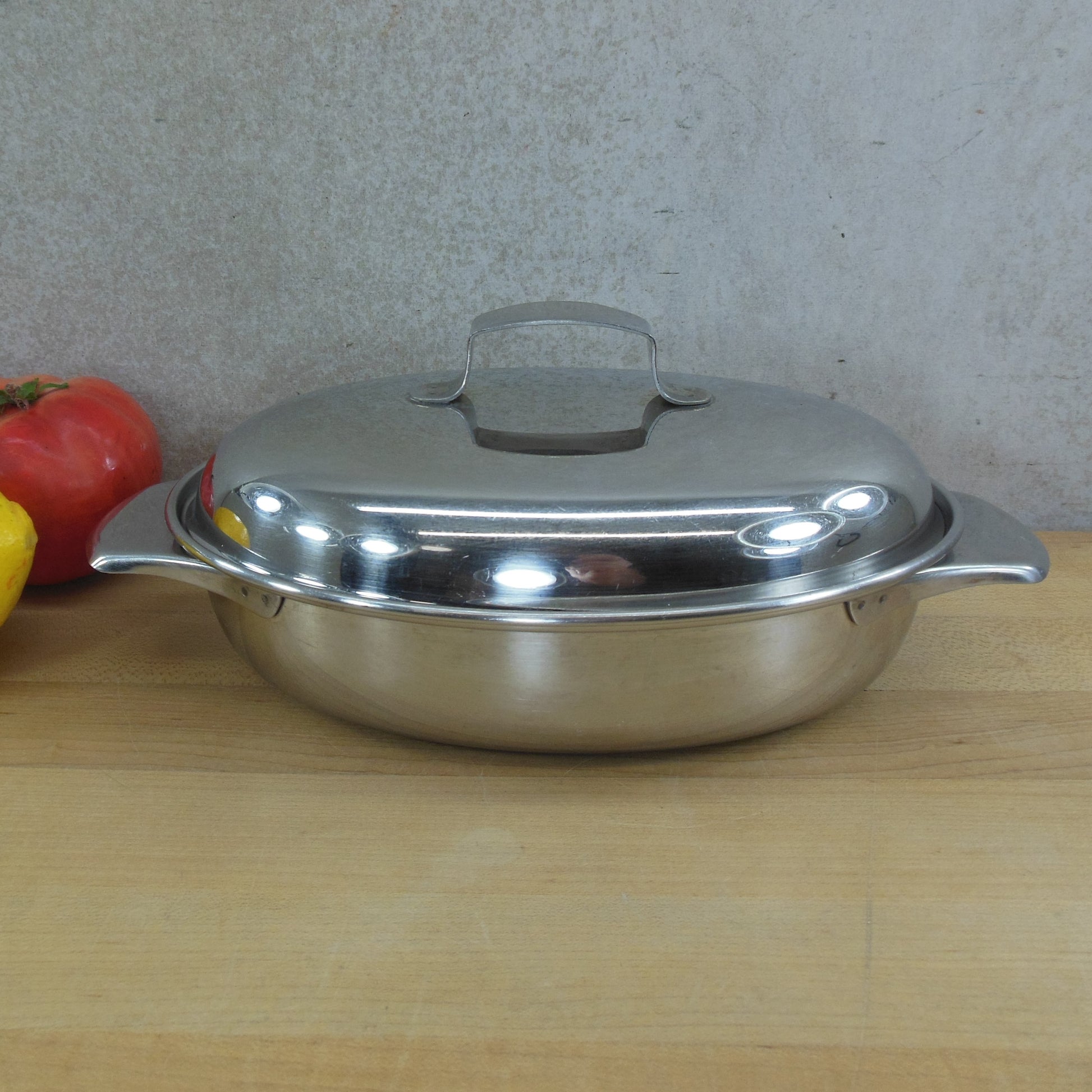 Revere Ware 1950's Stainless Steel Mini Oval Roaster Pot & Lid 1 Quart