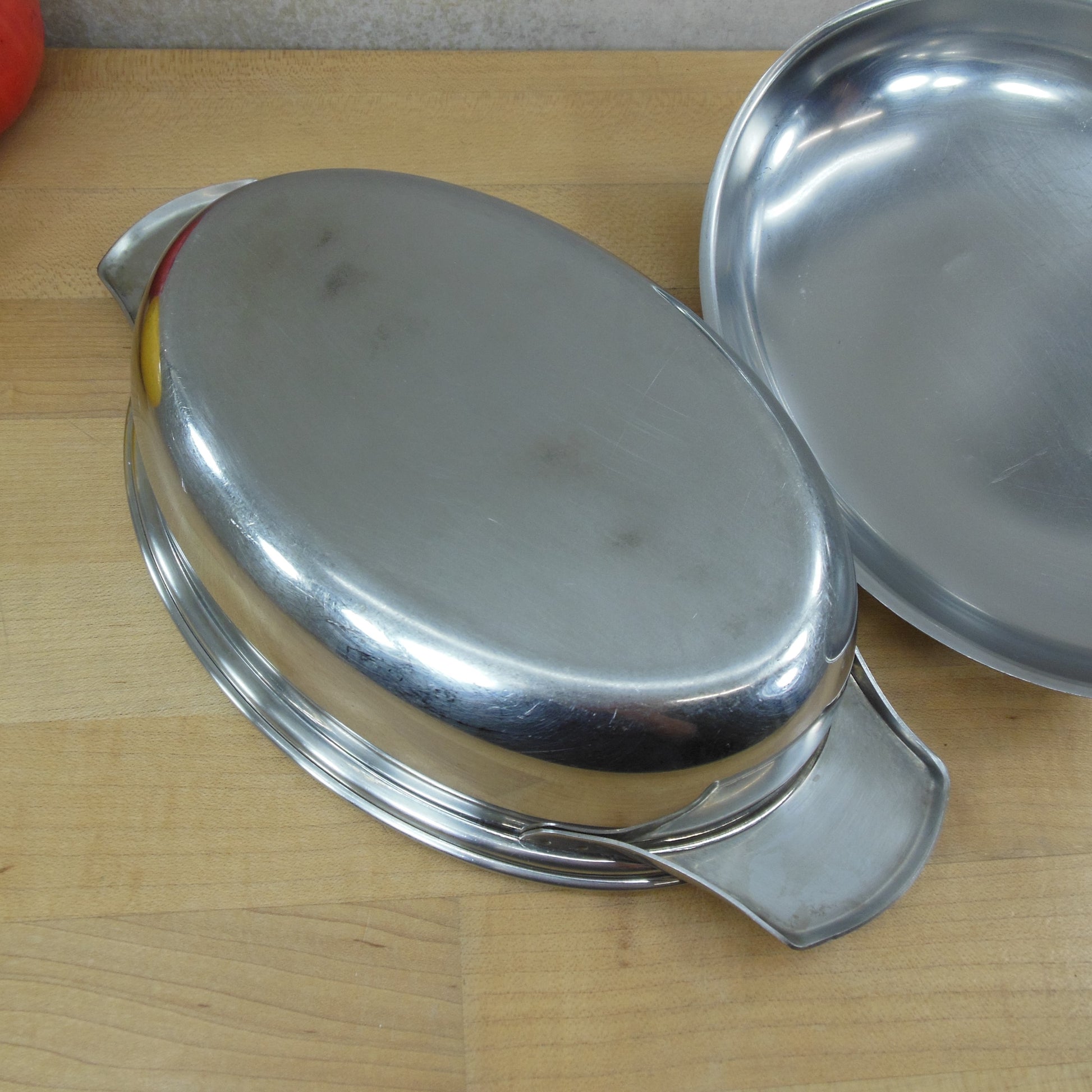 Revere Ware 1950's Stainless Steel Mini Oval Roaster Pot & Lid 1 Quart Bottom