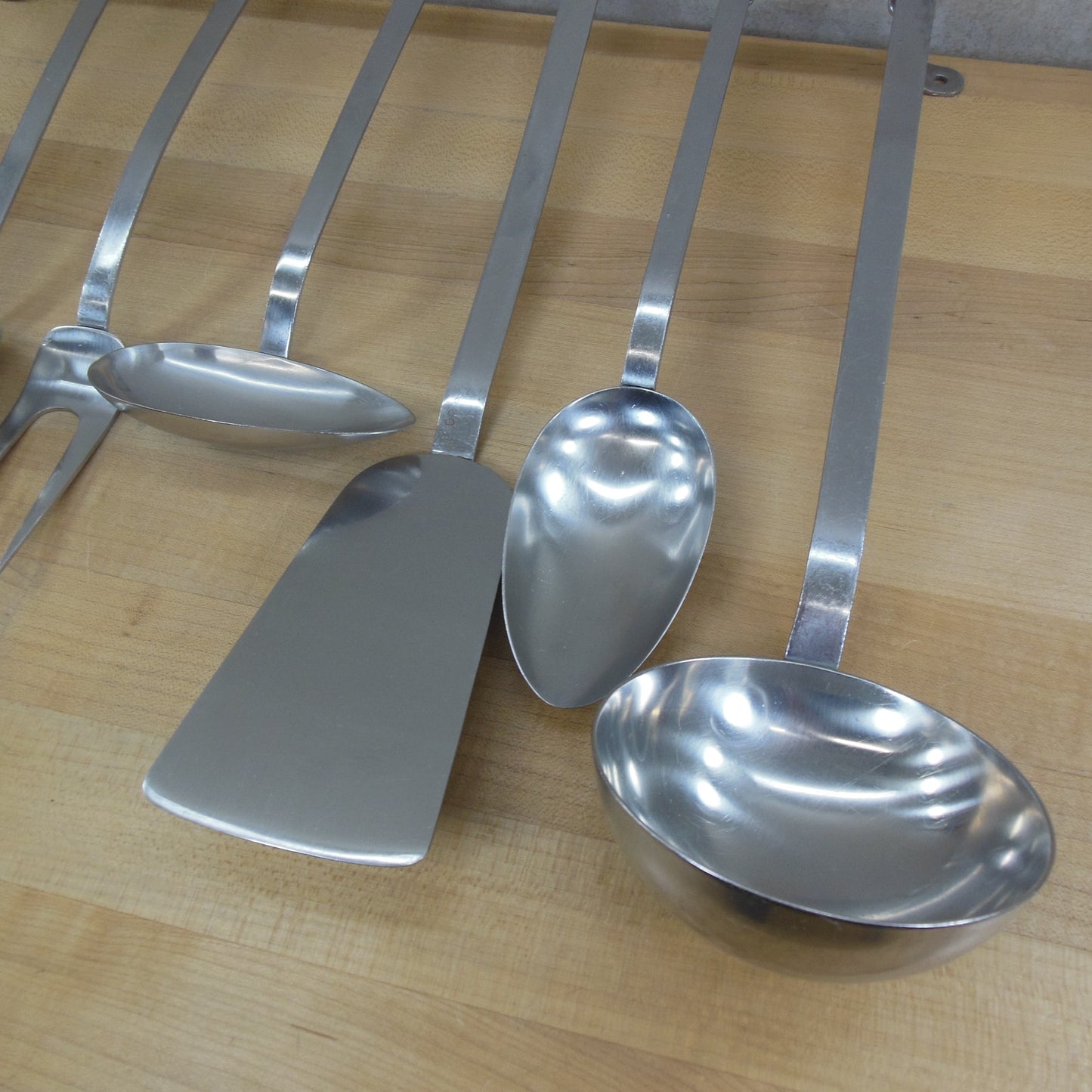 Sola Holland Stainless Kitchen Utensil Hanging 8 Piece Set Wall Rack vintage