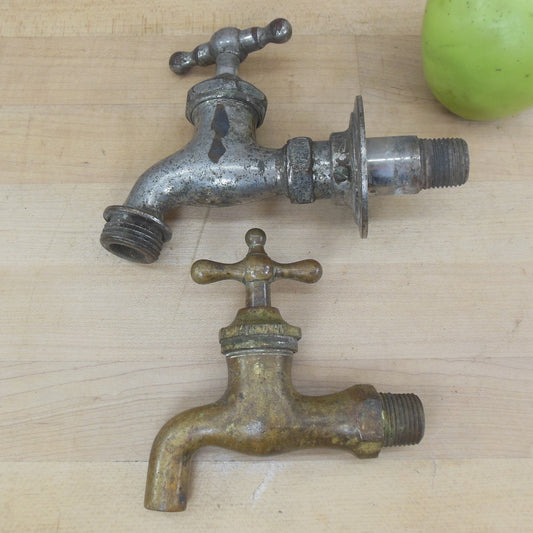 Antique Brass Chrome Hose Spigot & Faucet Peck Bros. Glauber