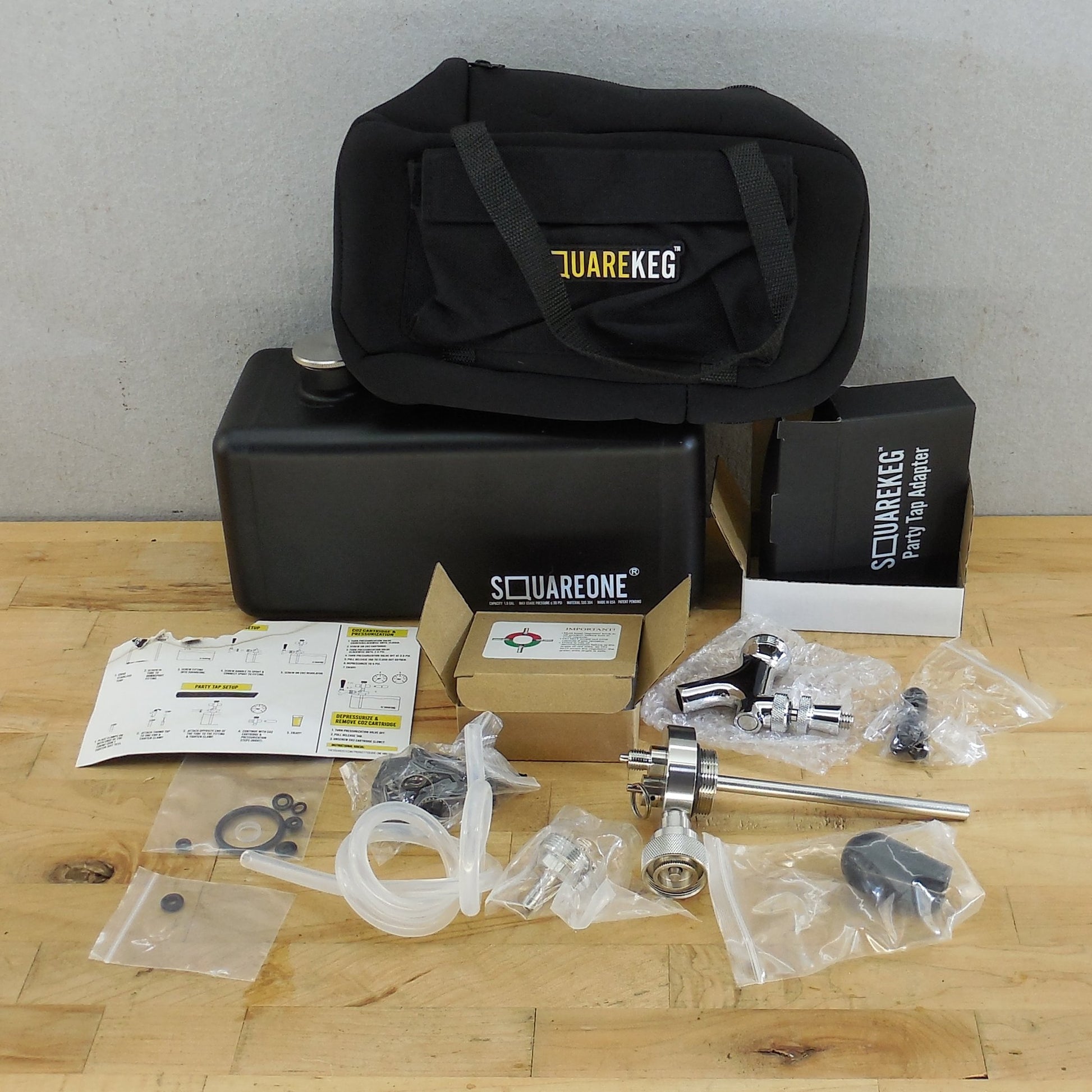 Square One SquareKeg Mini Keg Stainless Steel Keg Tap Complete System Black