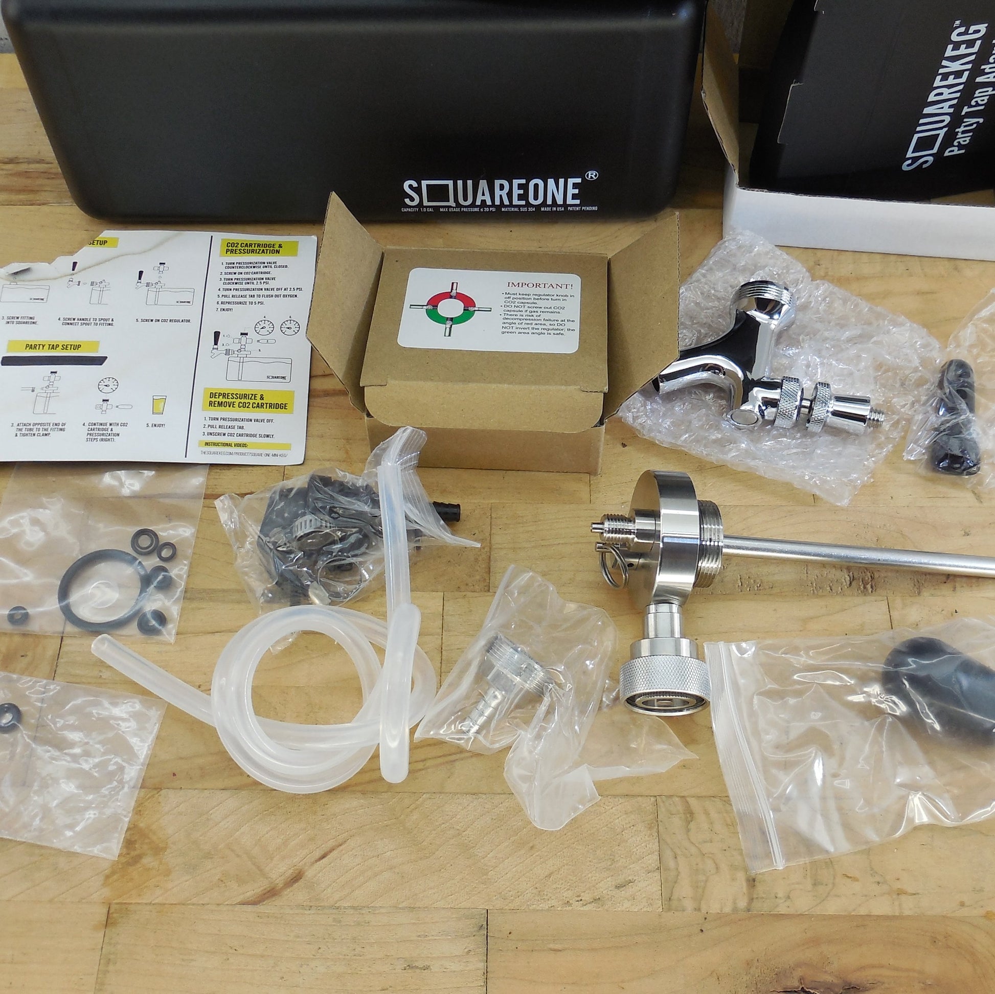 Square One SquareKeg Mini Keg Stainless Steel Keg Tap Complete System Black