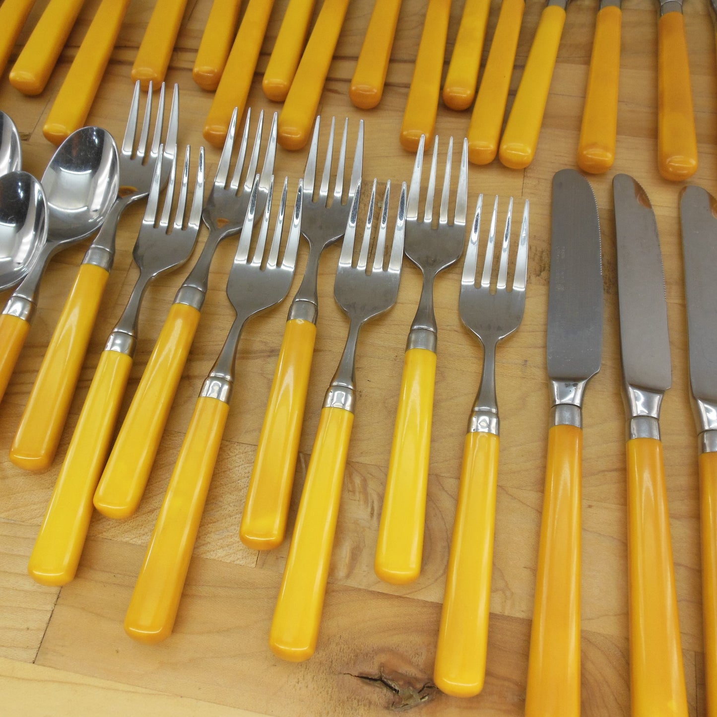 Stanley Roberts Korea Yellow Spectrum Stainless Flatware Set 43 Pieces knife fork