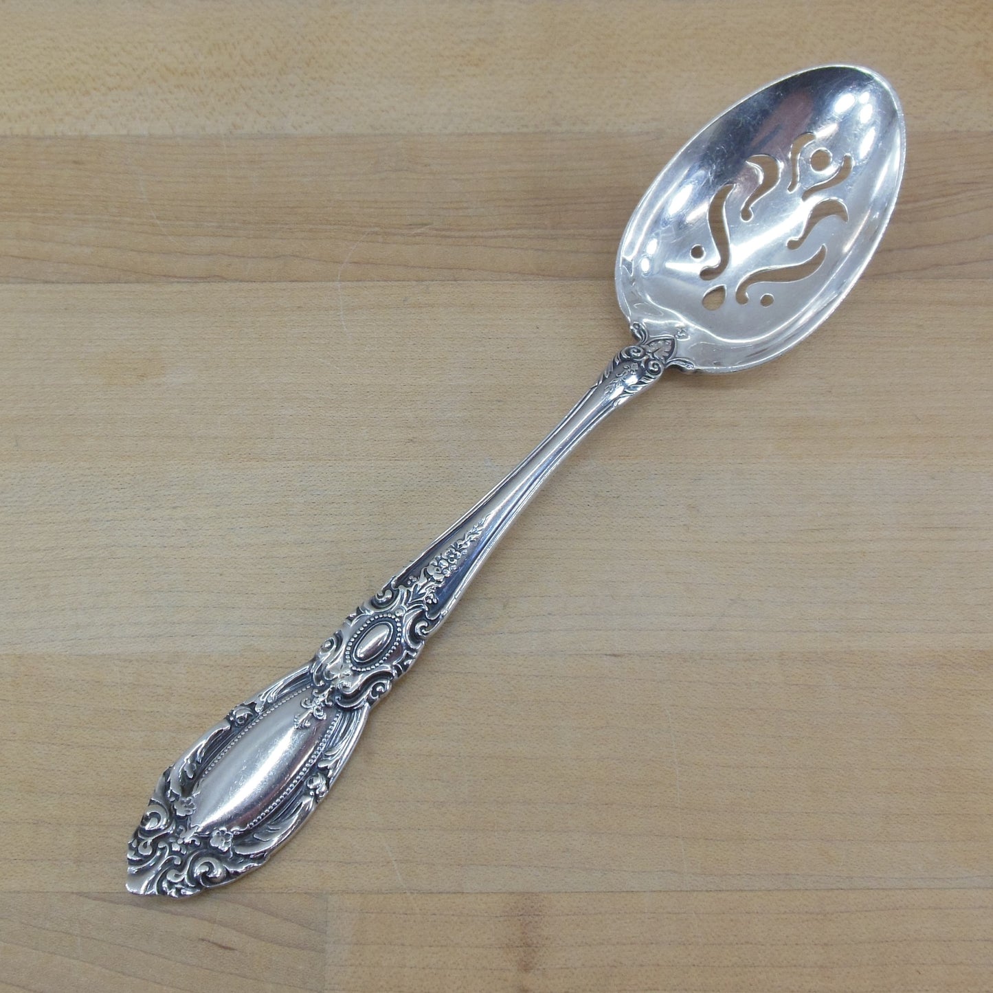 Towle King Richard Sterling Silver Flatware - Pierced Serving Spoon vintage