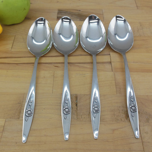 Oneidacraft Lasting Rose Stainless Flatware - 4 Table Serving Spoons