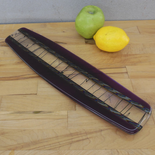 Chris Paulson Signed 2001 Glass Purple Iridescent Classic Sushi Tray