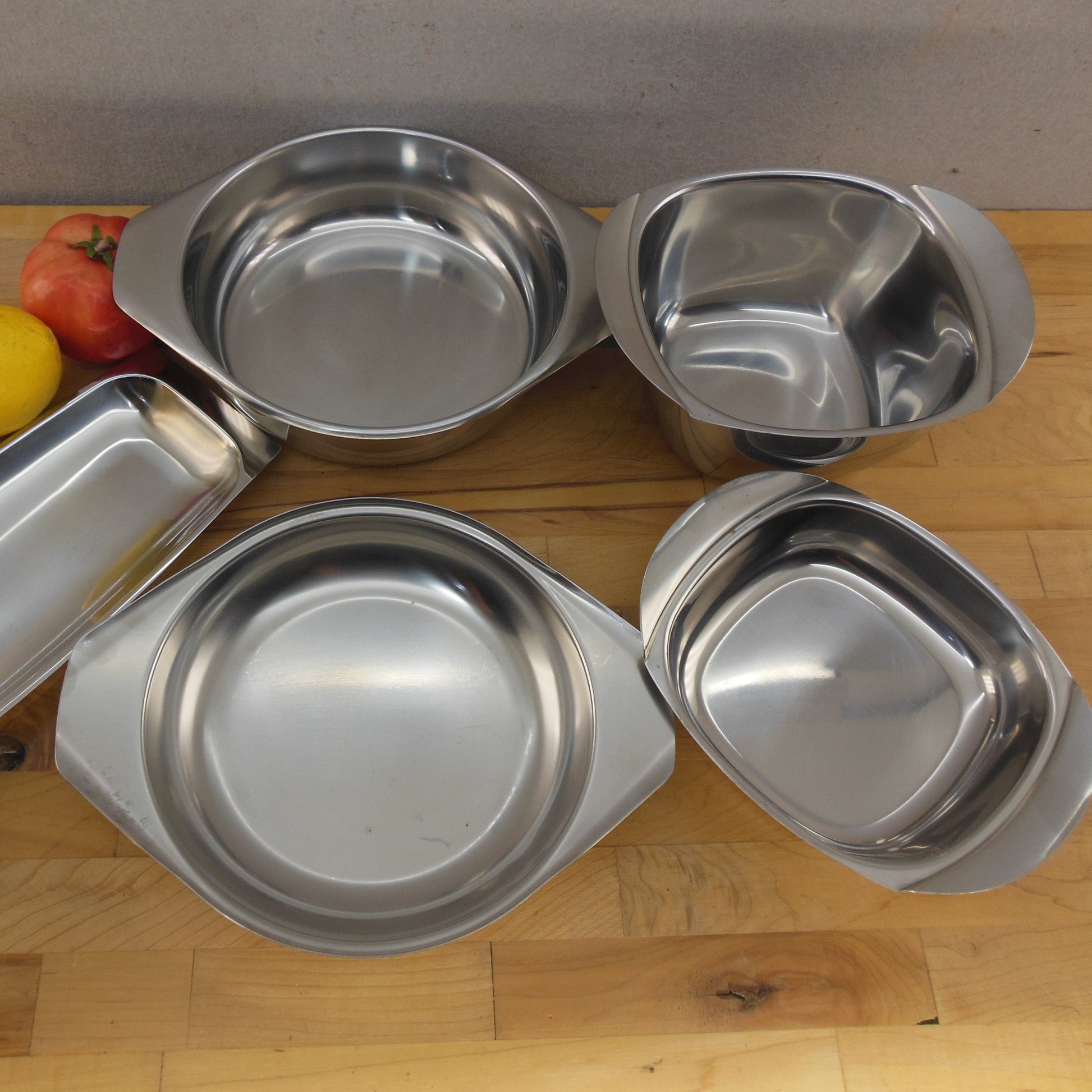 Modernist 3 Lot Stainless Serving Dishes Bowls Arthur Salm Sweden MCM