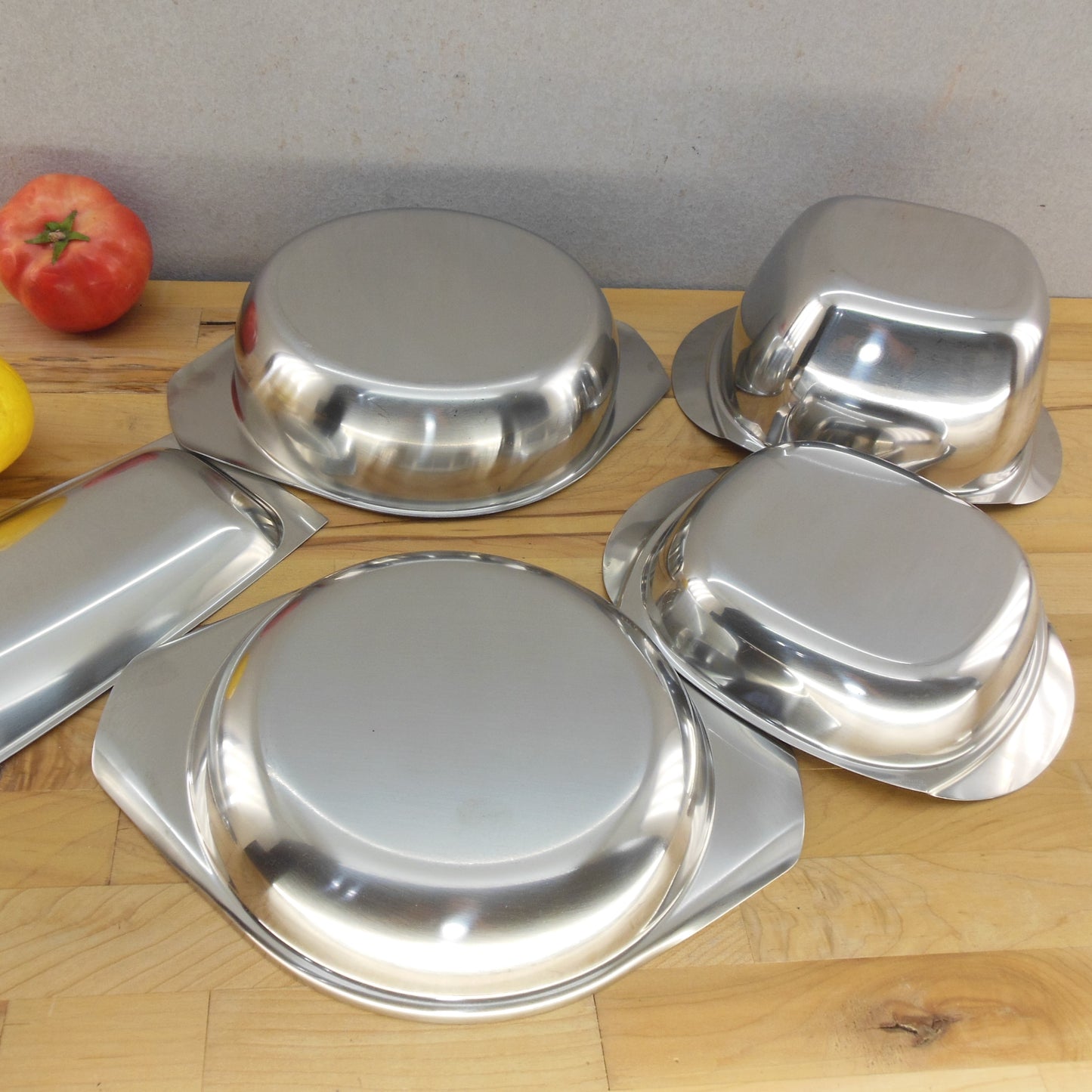 Modernist 3 Lot Stainless Serving Dishes Bowls Arthur Salm Sweden Used