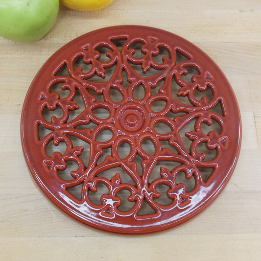 Staub France Red Enamel Cast Iron Round Lily Trivet