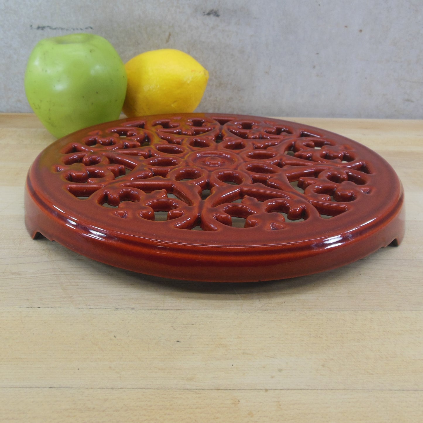 Staub France Red Enamel Cast Iron Round Lily Trivet