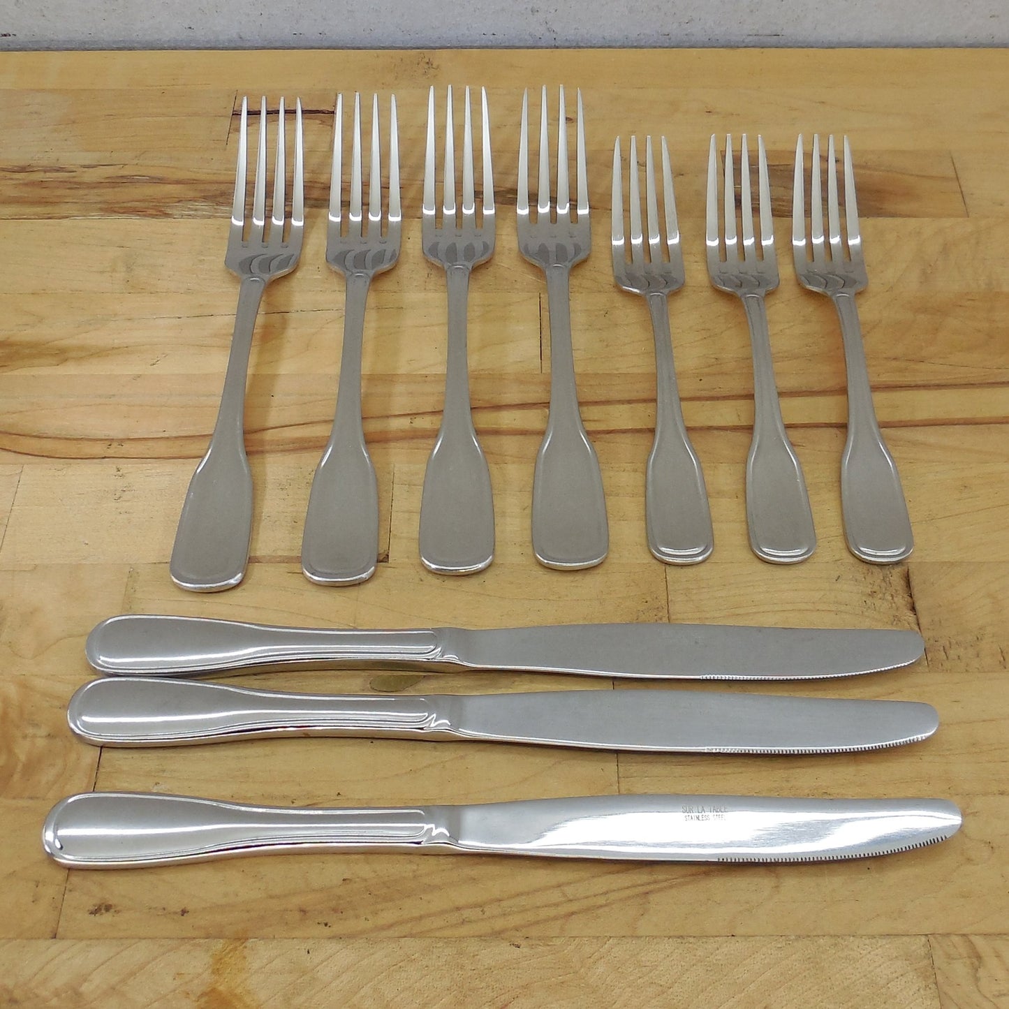 Sur La Table 18/10 Stainless Flatware Outlined Handle Dinner Salad Fork Knife