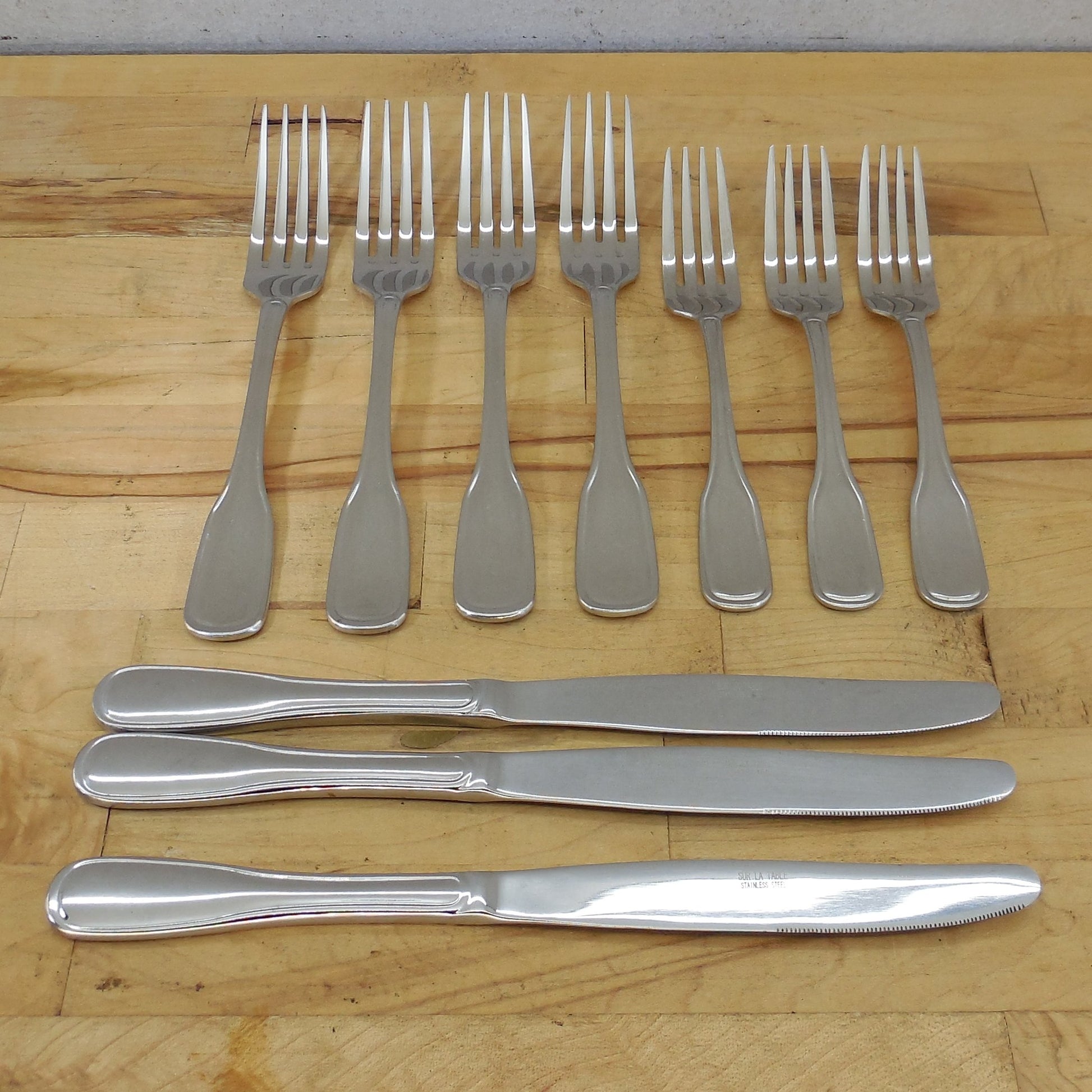 Sur La Table 18/10 Stainless Flatware Outlined Handle Dinner Salad Fork Knife