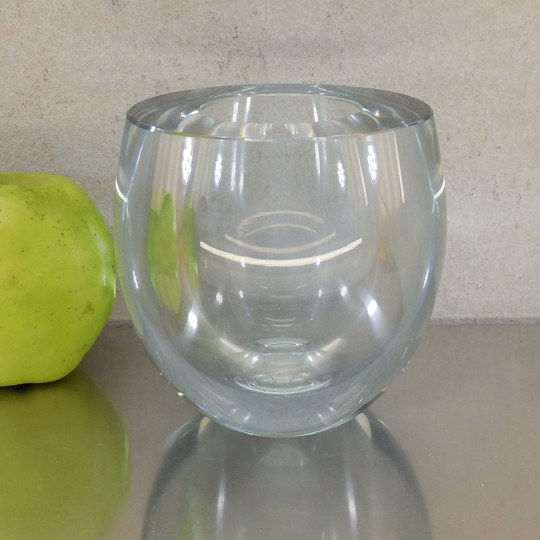 Unsigned Swedish Heavy Thick Art Glass Vase Orb Strombergshyttan Era