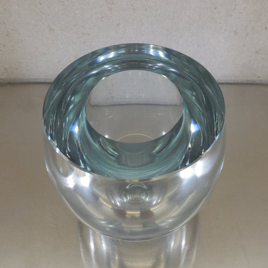 Unsigned Swedish Heavy Thick Art Glass Vase Orb Strombergshyttan Era Vintage