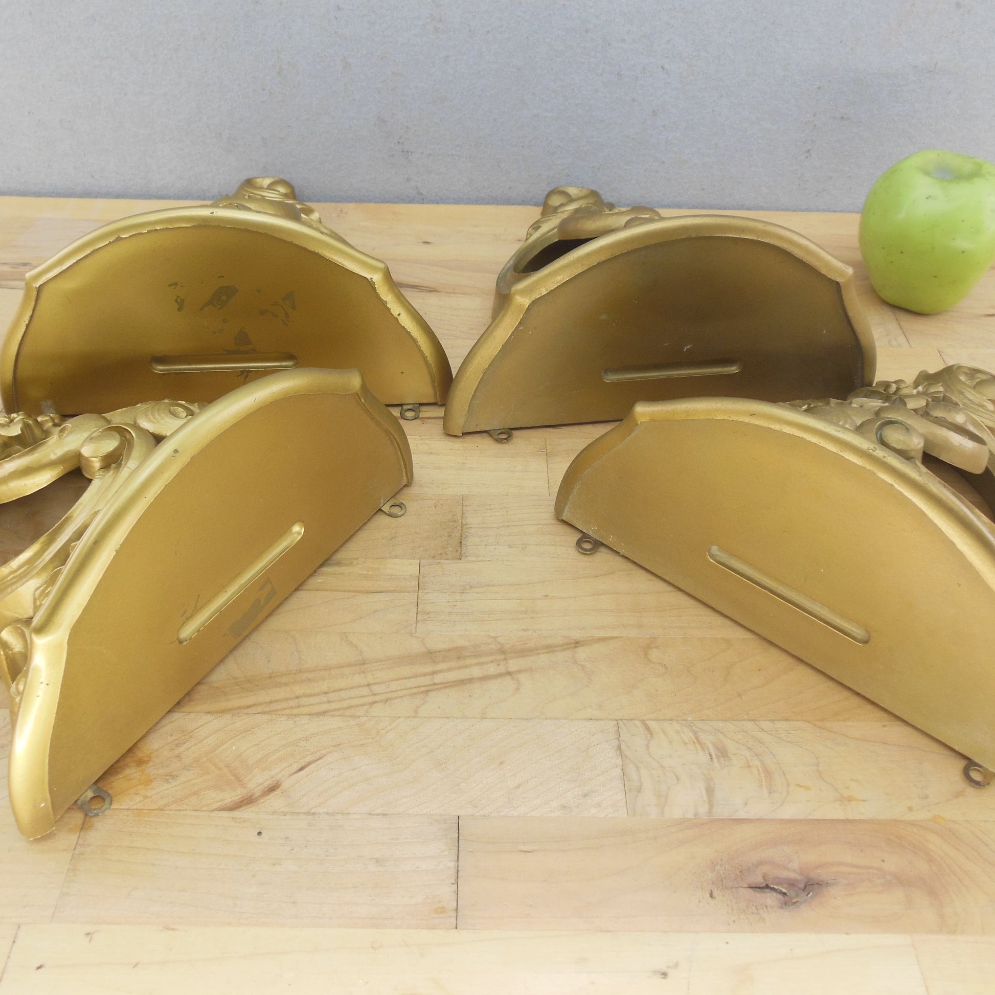 1970 Syroco USA 3507 MCM Hollywood Regency Ornate Gold Wall Shelves Set of 4 used
