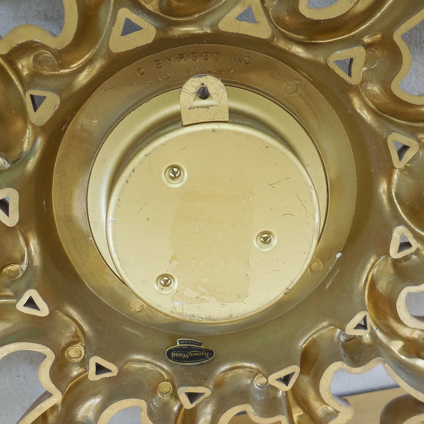 Syroco USA Bright Gold Flower Scroll 8 Day Wall Clock 18" - Not Running MCM