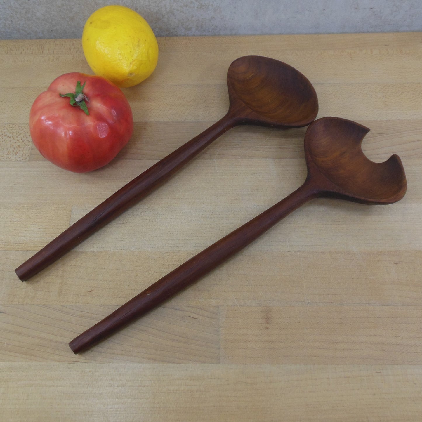 Unbranded Teak Wood Modern Salad Server Set Danish Modern Vintage MCM