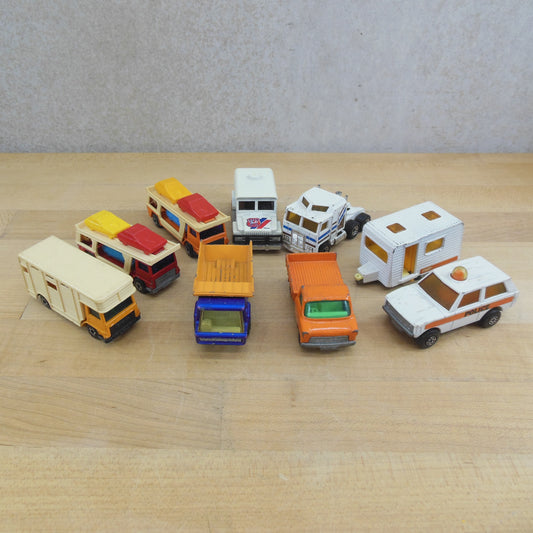 Diecast Toy 9 Lot Trucks Police Vehicles - Matchbox Lesney Majorette