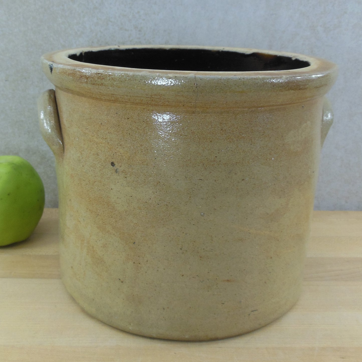 F.T. Wright & Sons Taunton Mass. Antique Stoneware 1 Gal. Crock Grapes 1800's 