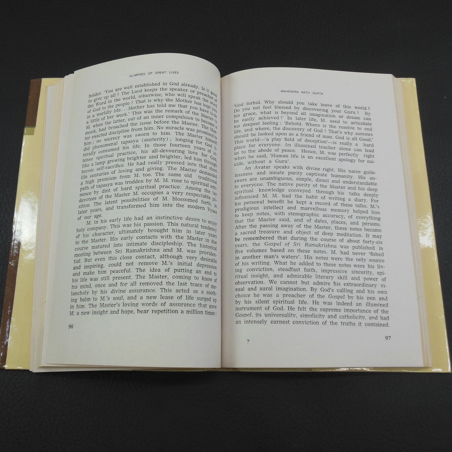 Swami Tathagatananda Signed Book - Glimpses of Great Lives 1989 interior