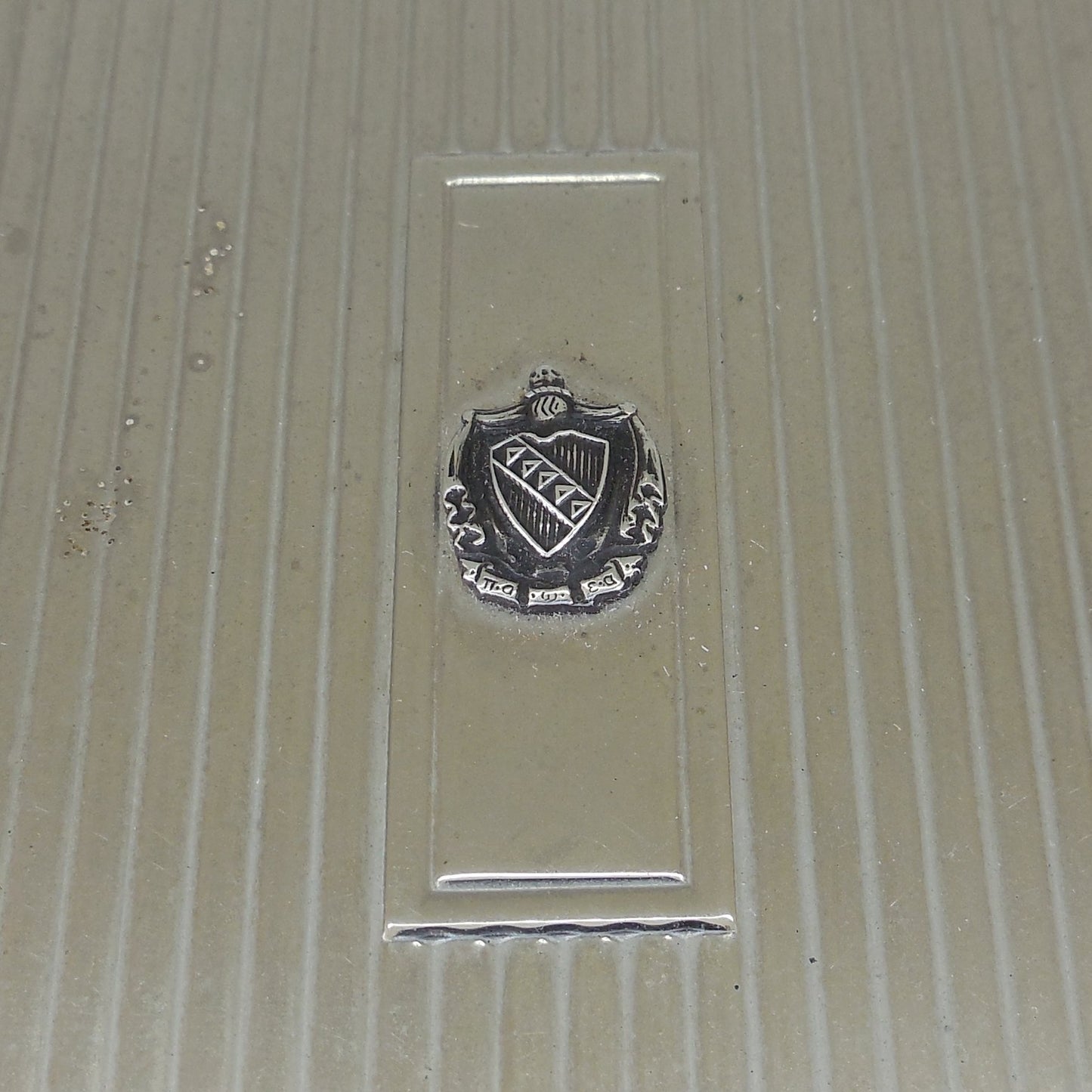 Evans Chrome Silver Tone Cigarette Case Tau Kappa Epsilon Sterling Emblem Badge Fraternity
