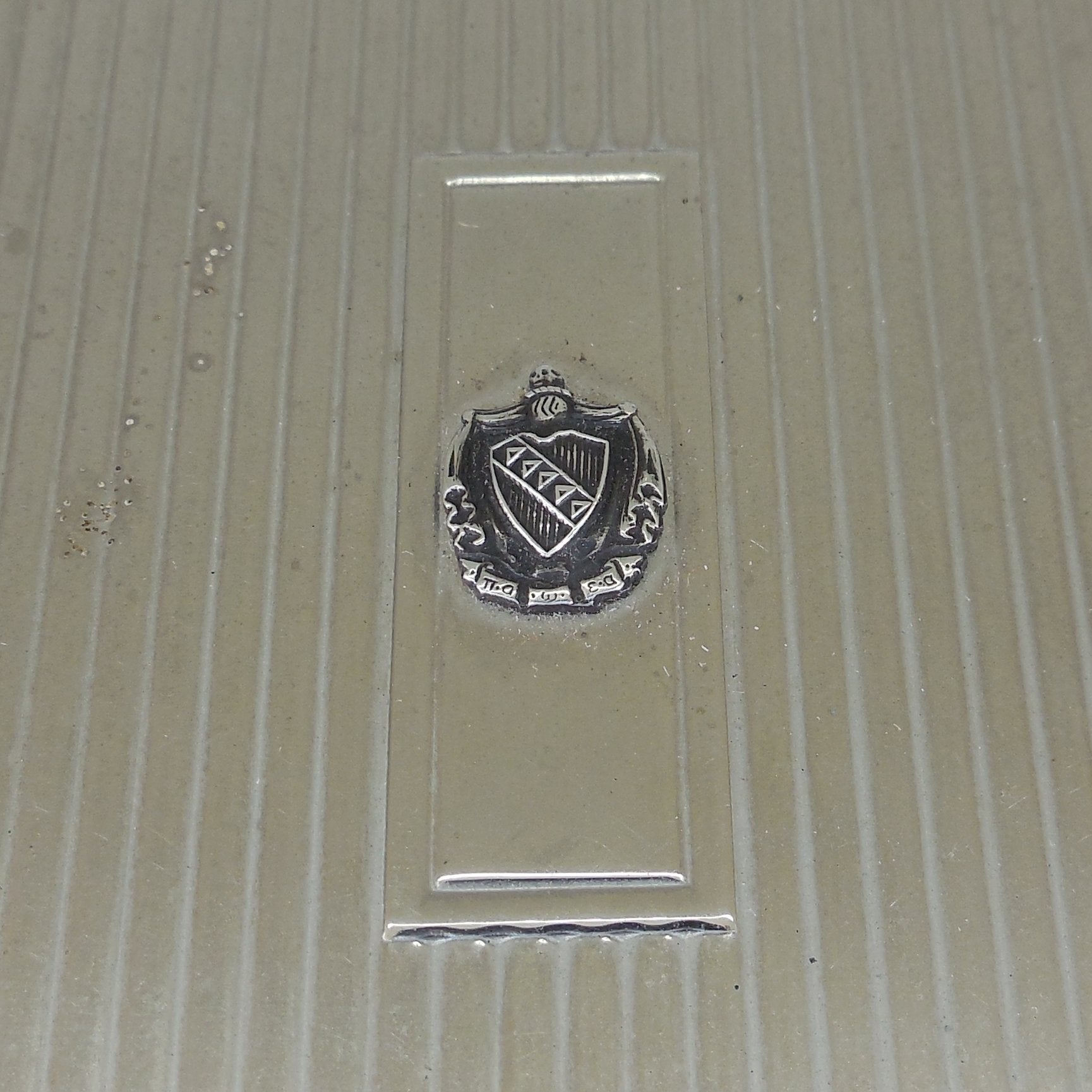 Evans Chrome Silver Tone Cigarette Case Tau Kappa Epsilon Sterling Emblem Badge Fraternity