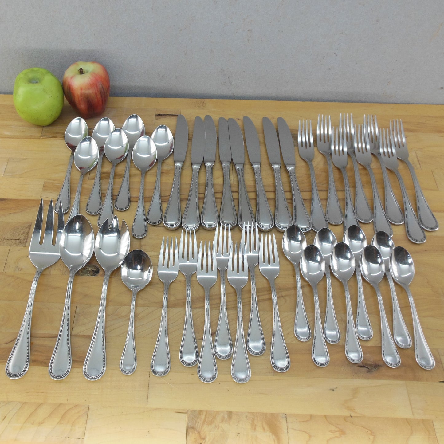 Towle Germany Beaded Antique Stainless Flatware 42 Pieces