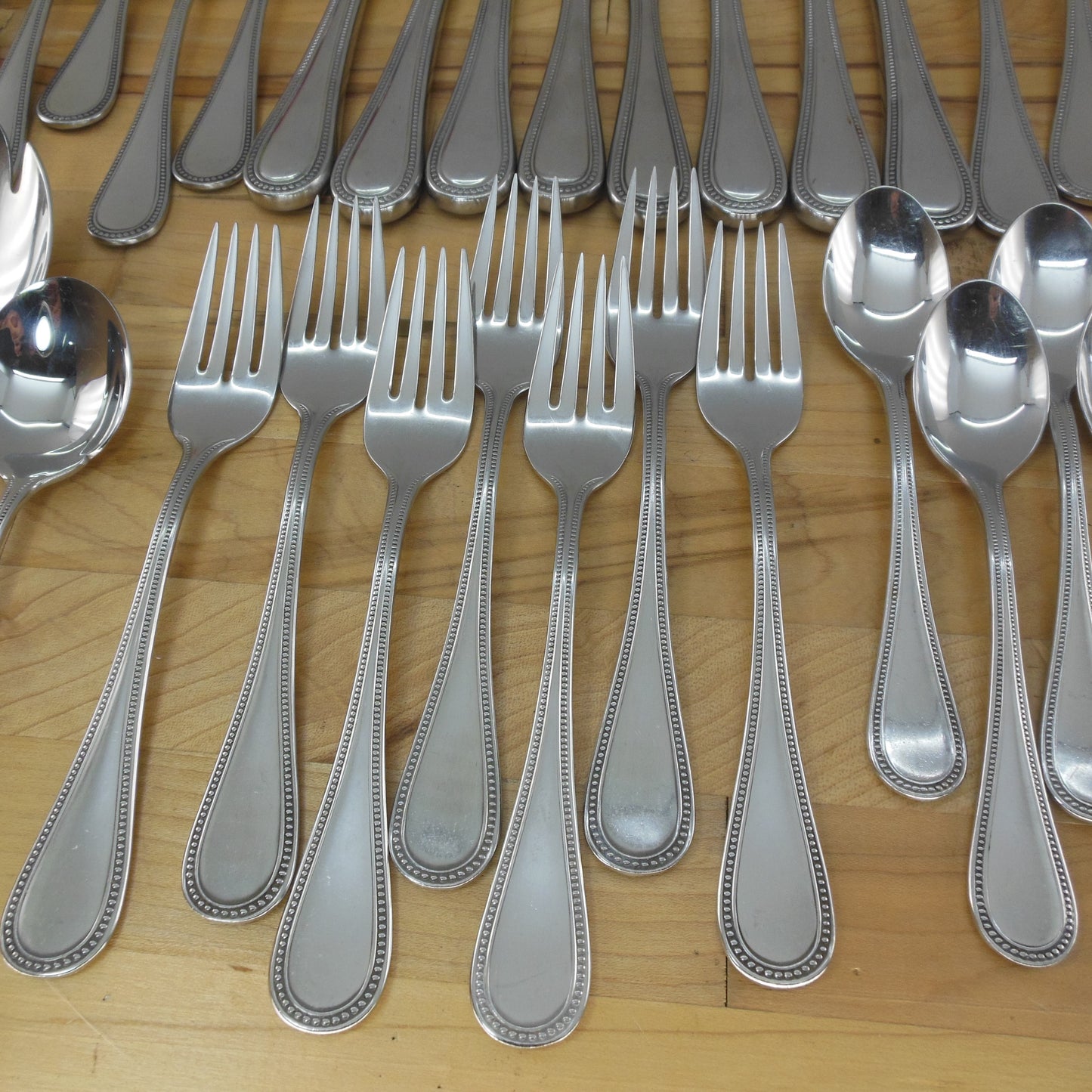 Towle Germany Beaded Antique Stainless Flatware 42 Pieces Vintage Forks
