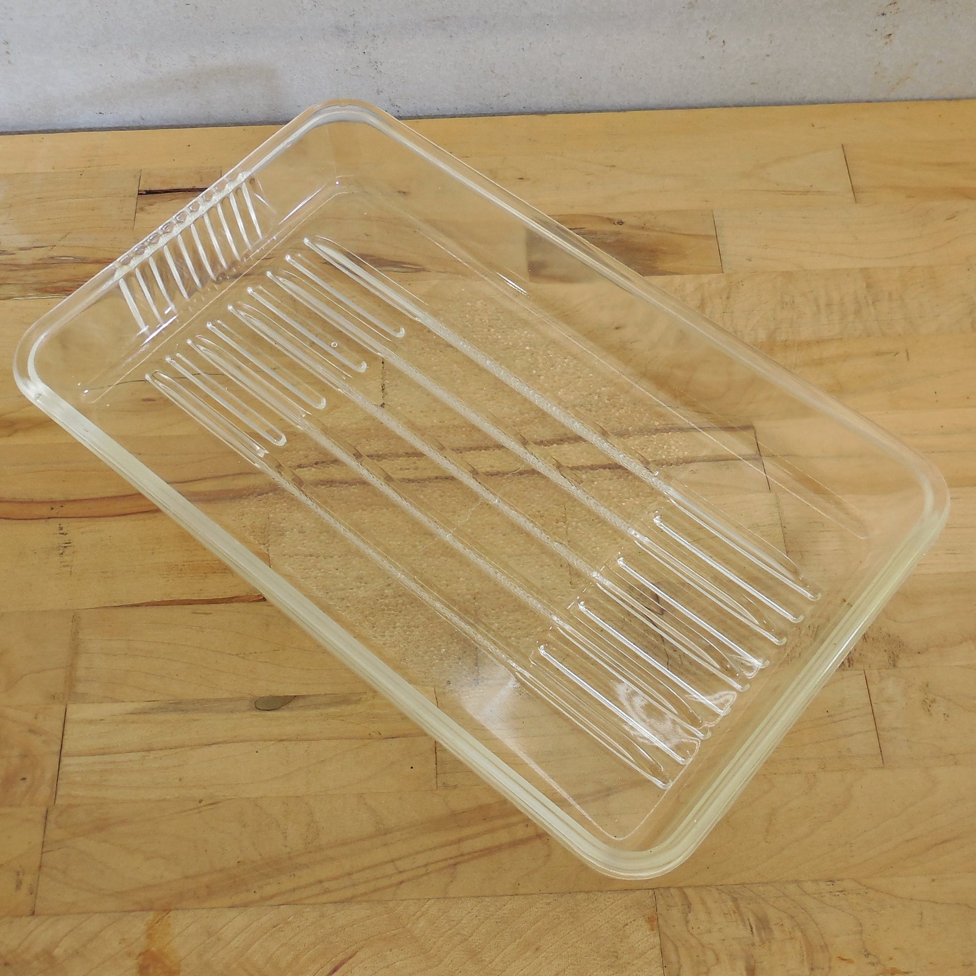 Unbranded Textured Clear Glass Refrigerator Ridged Chiller Tray Meat