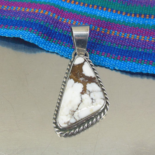 Dean Sandoval Jr Navajo Sterling Silver White Buffalo Turquoise Pendant