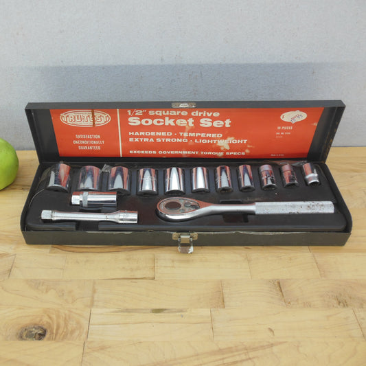 Tru-Test USA 1/2" Drive 15 Piece Socket Wrench Set Metal Box