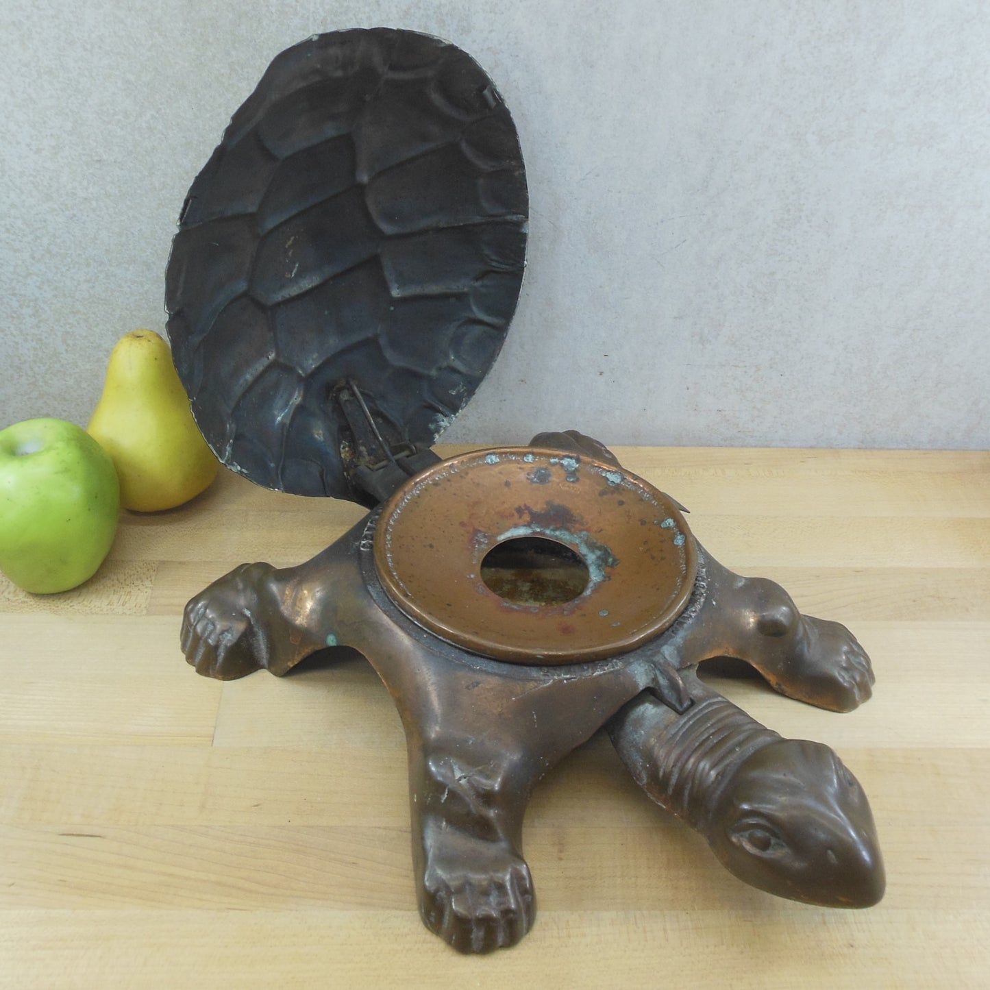 Golden & Jacobson Antique Pat. 1891 Pedal Head Turtle Spittoon Copper Cast Iron