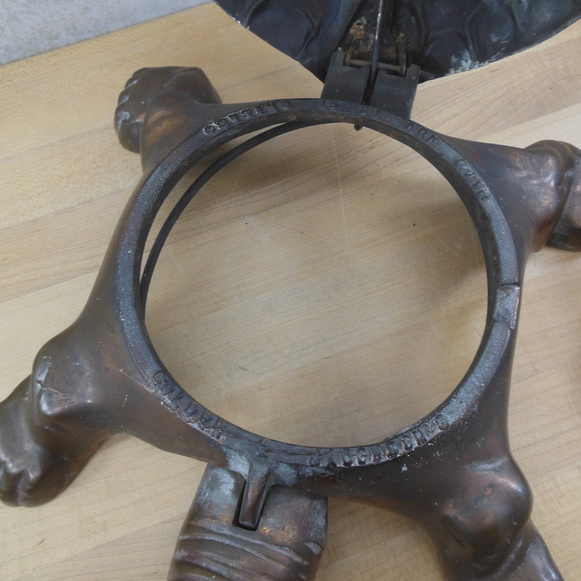 Golden & Jacobson Antique Pat. 1891 Pedal Turtle Spittoon Copper Cast Iron Chicago
