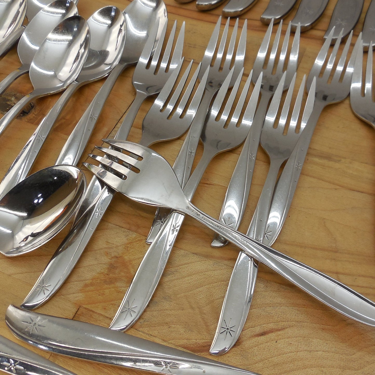 Oneida Community Twin Star Stainless Flatware Set Service for 11 Plus vintage