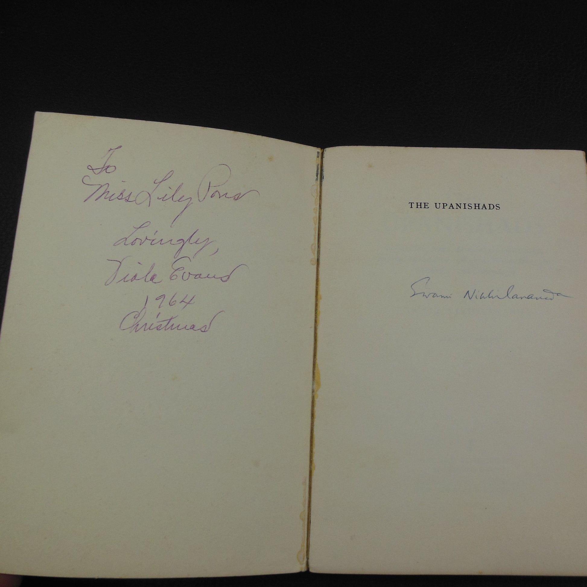 Swami Nikhilananda Signed Book - The Upanishads 1964 inscription